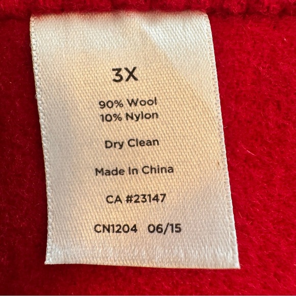 Talbots Woman’s Red Wool Blend Blazer Coat Open Front Plus Size - Picture 6 of 7